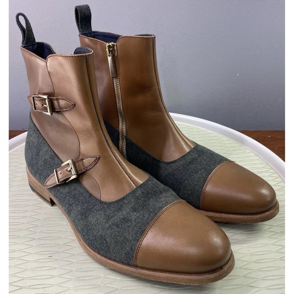 Dapper Lane Leather&Wool Men's Octavia Dress‎ Ankle Boots Brown&Gray Spain EUC 9